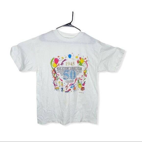 Vintage 1945 born t shirt 77 year old birthday gift single stitch vintage tee - Picture 1 of 7